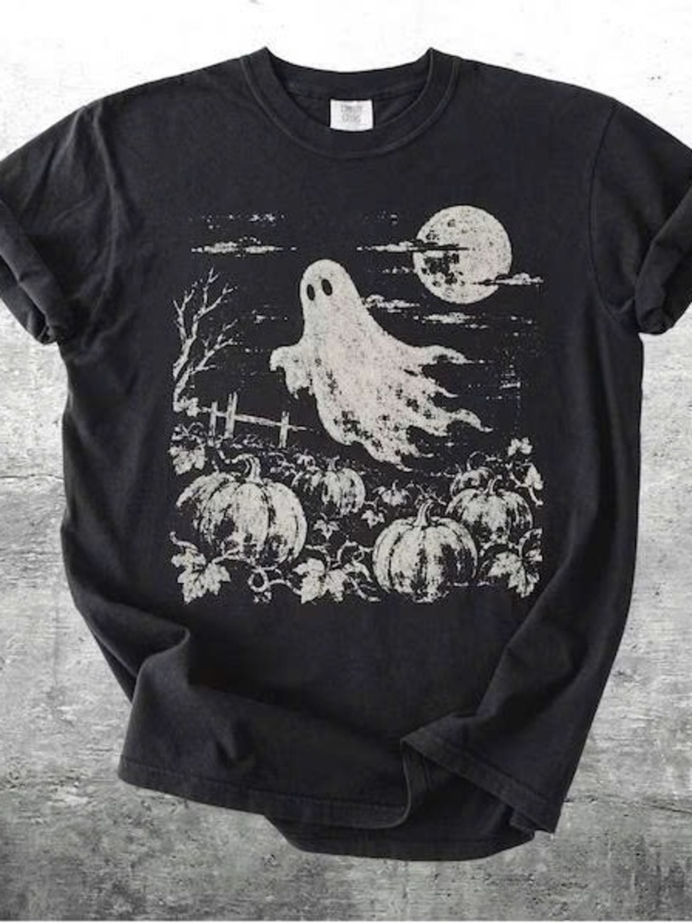 Black Ghost & Pumpkin Graphic Short Sleeve Tee